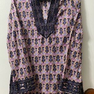 Tory Burch Navy and purple Patterned Tunic